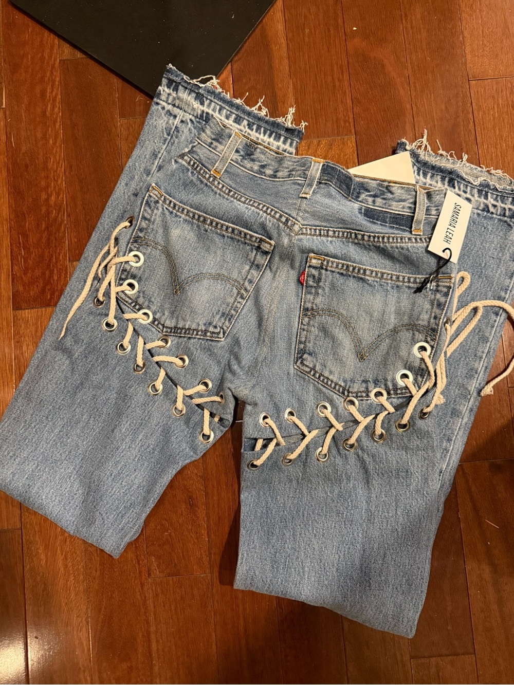 Samara Leah reworked Levi's Light Blue Lace-Up Back Jeans - Women's